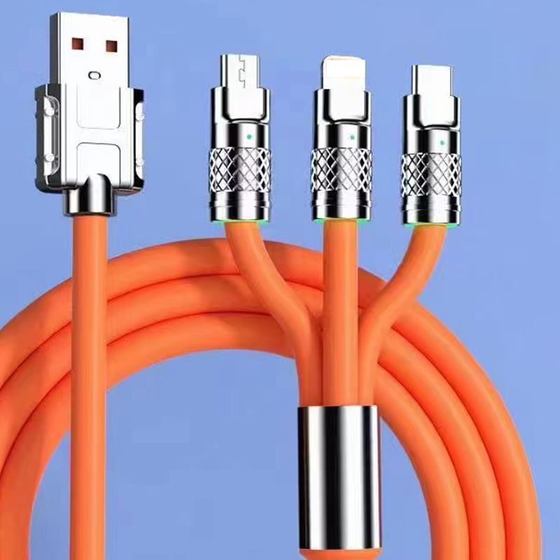 Liquid silicon Aluminum Alloy 3 In 1 USB Charging Cable/Data Cable 