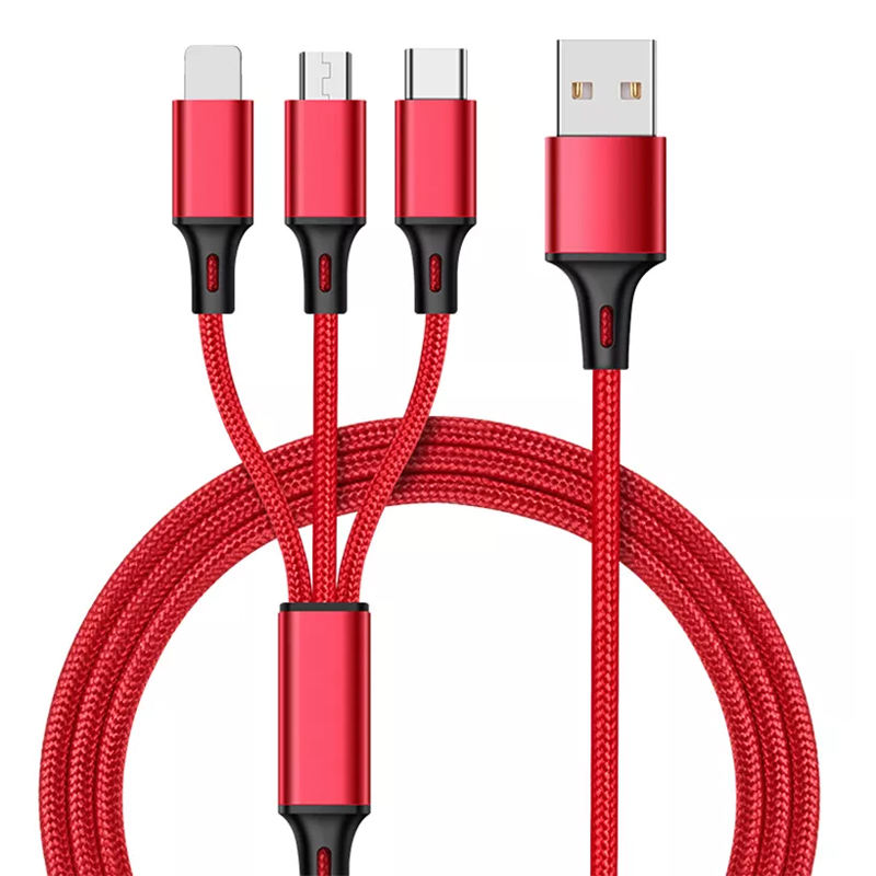 Nylon Braided Aluminum Alloy 3 In 1 USB Charging Cable/Data Cable