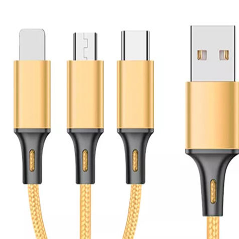 PVC Aluminum Alloy 3 In 1 USB Charging Cable