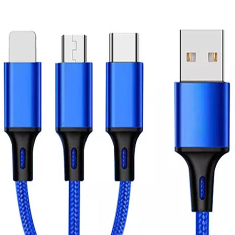 TPE Braided Aluminum Alloy 3 In 1 USB Charging Cable