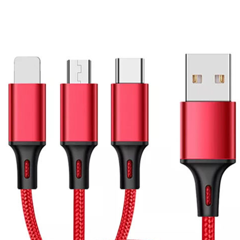PVC Aluminum Alloy 3 In 1 USB Charging Cable /Data Cable