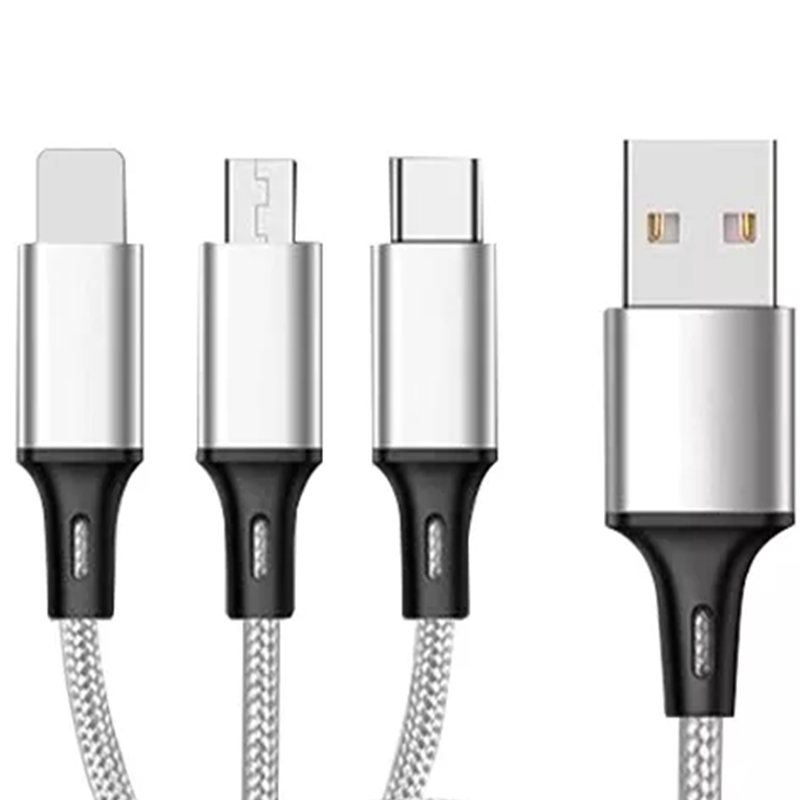 Nylon Braided Aluminum Alloy 3 In 1 USB Charging Cable/Data Cable
