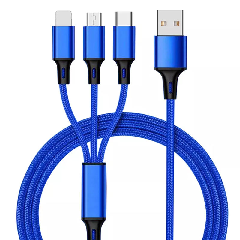TPE Braided Aluminum Alloy 3 In 1 USB Data Cable