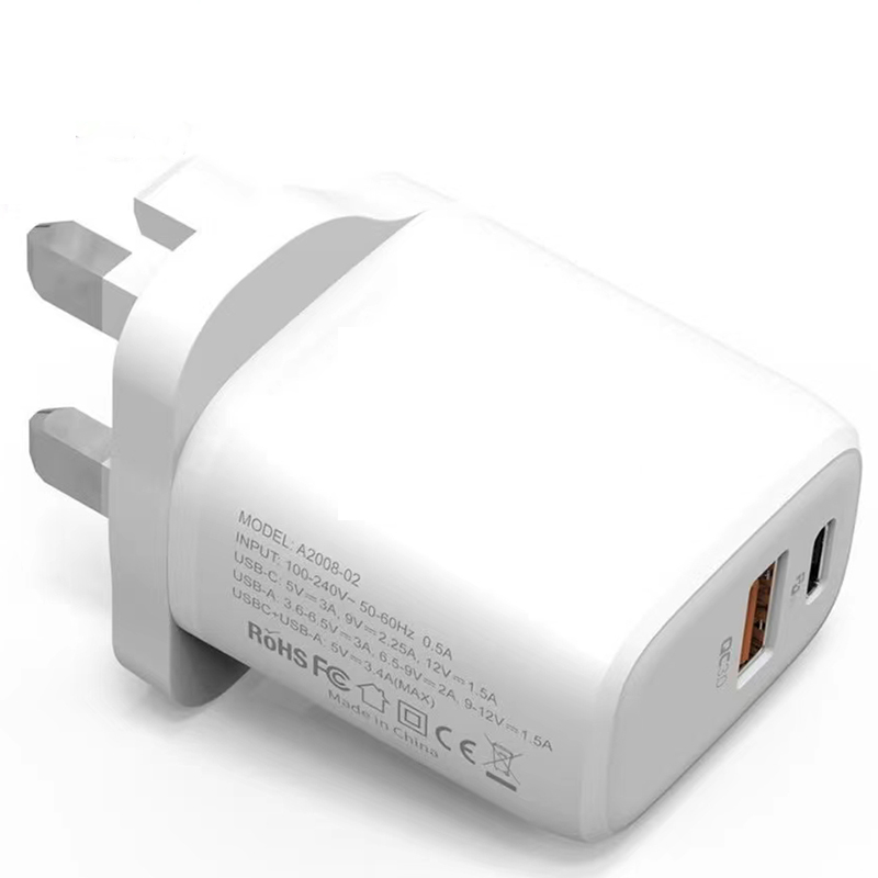 PD20W+AC20W USB  Charger USB-C Type-C Fast Charging Mobile Charger USA UK EU India