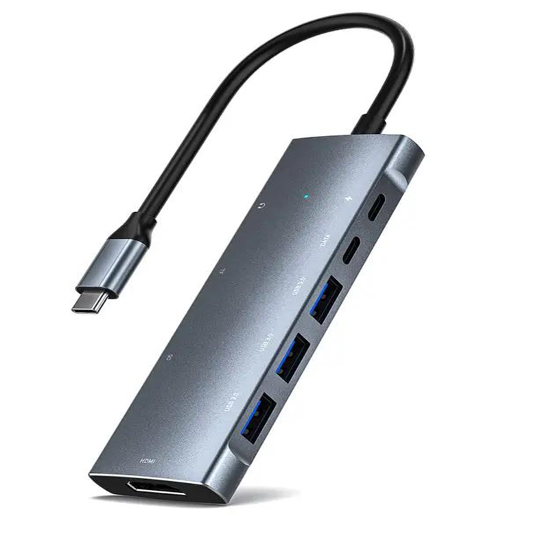 9 in1 Type C USB-C  USB Hub Multiport Dock Station with PD100W HDMI SD TF  USB3.0 3.5mm Audio