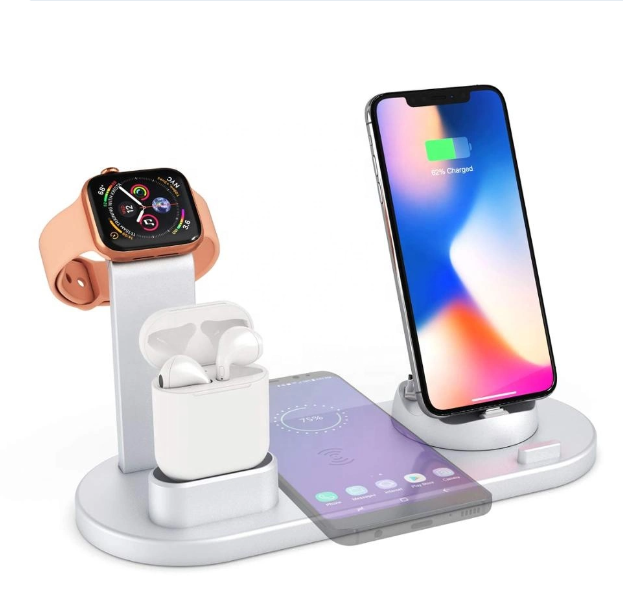 6 In 1 10w Fast Charge Wireless Charger Stand Holder Qi Wireless Charging Multi-function Station  For Phone Watch Headphone
