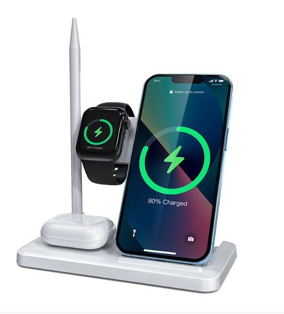 4 In 1 10w Fast Charge Wireless Charger Stand Holder Qi Wireless Charging Multi-function Station  For Phone Watch Headphone